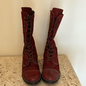 Taos mid calf boots. Gorgeous red leather. Never worn!